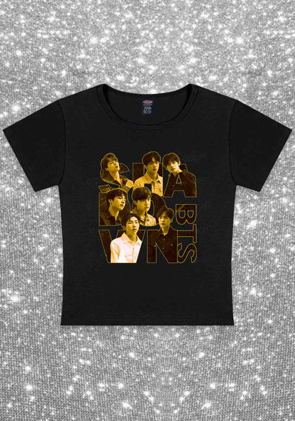 Bangtan Members Kpop Y2K Baby Tee Cherrykitten