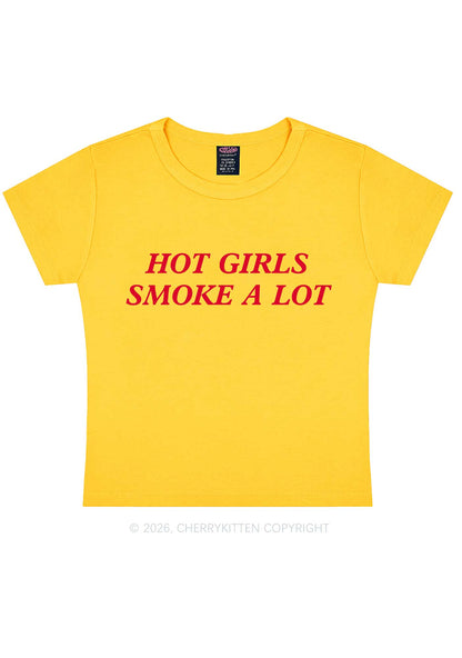 Hot Girls Smoke A Lot Y2K Baby Tee Cherrykitten