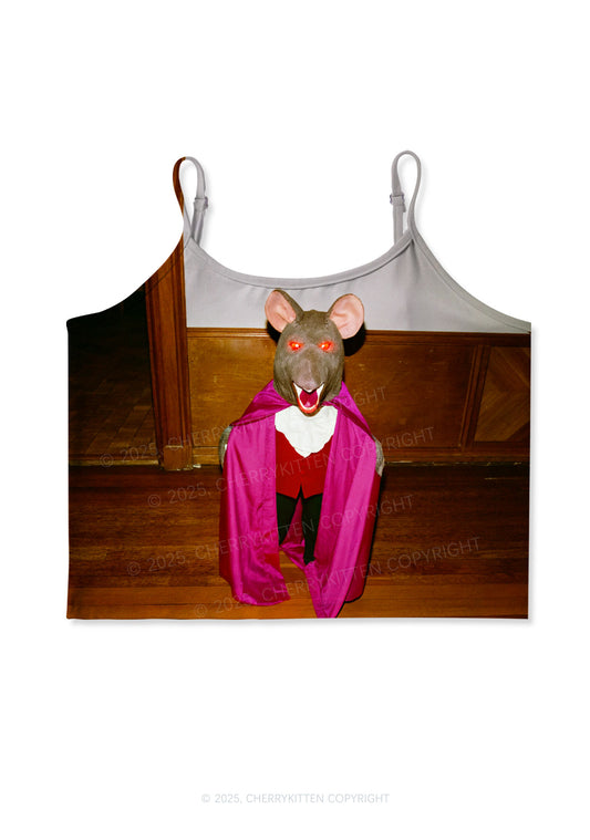 Caped Ratz Y2K Print Cami Crop Top Cherrykitten