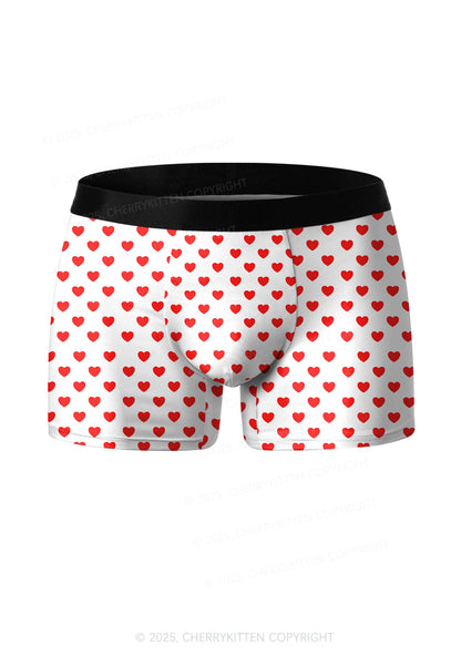 Plain Red Heart Valentine's Day Y2K Print Couples Boxer Thong Set Cherrykitten