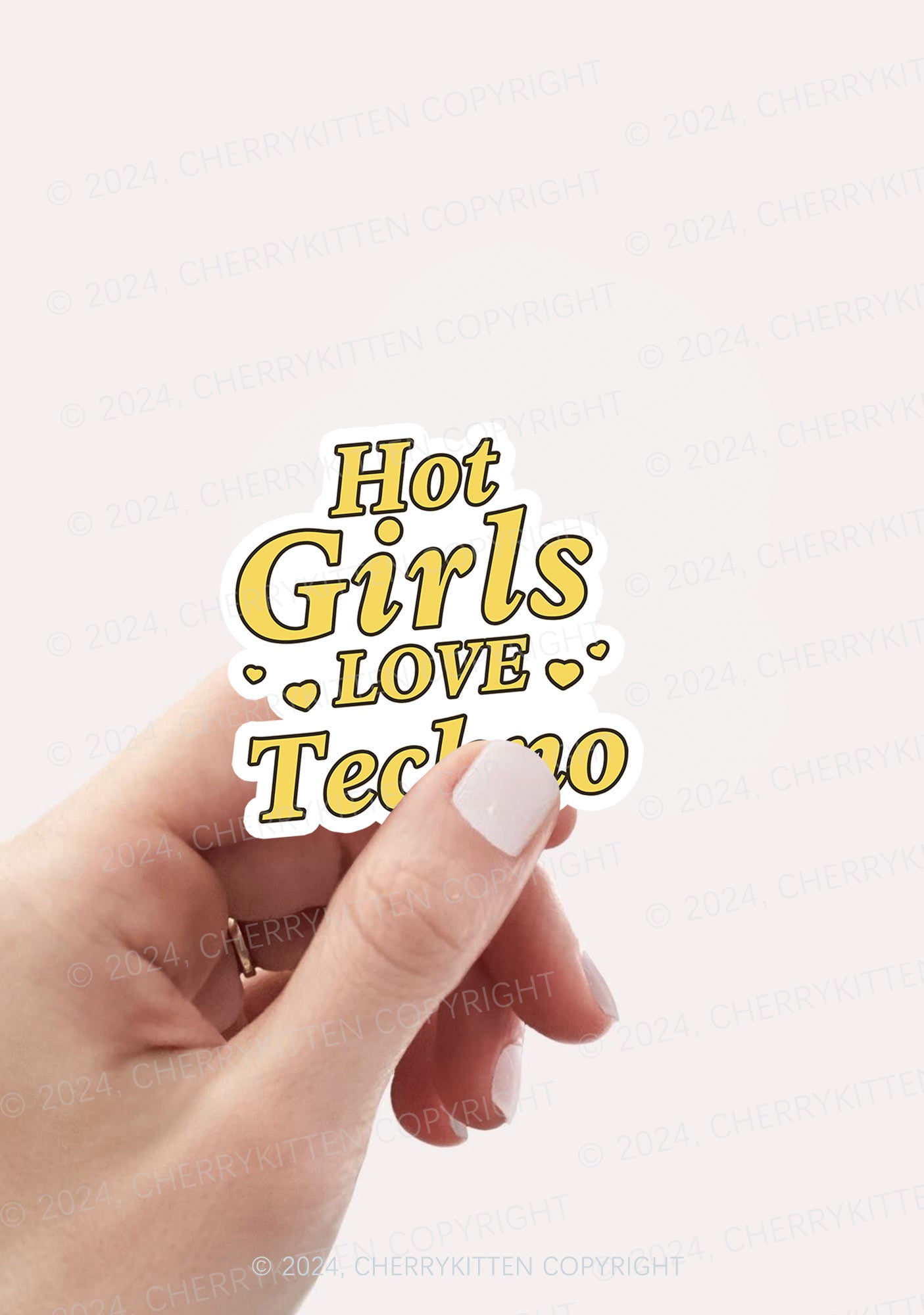 Hot Girls Love Techno 1Pc Y2K Sticker Cherrykitten