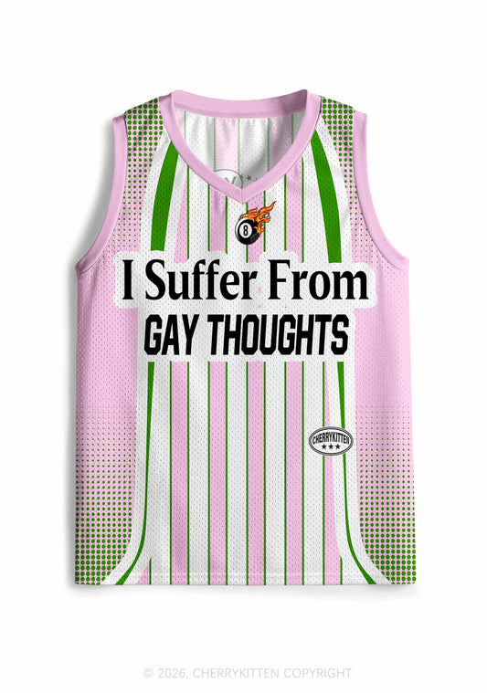 Pink Green Stripes Suffer From Gay Thoughts Pride Y2K Sport Jersey Tank Cherrykitten