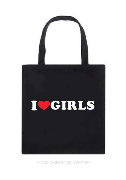I Love Girls Pride Y2K Canvas Tote Bag Cherrykitten