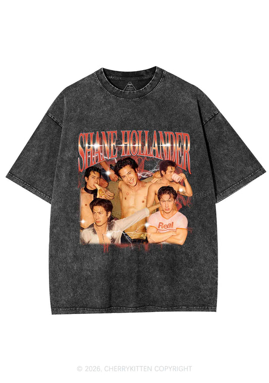 Red Lightning SH Portrait HR Y2K Shirts Washed Tee Cherrykitten