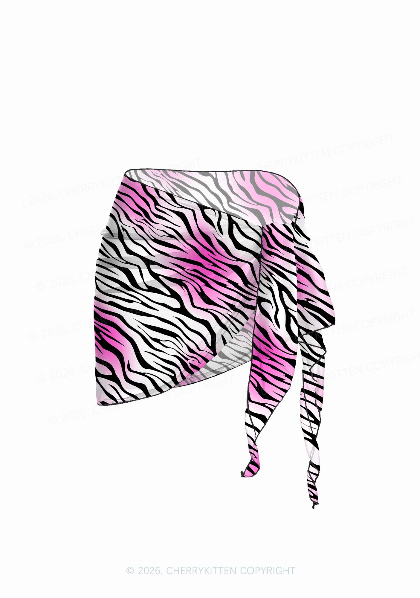 Gradient Pink Zebra Stripe Y2K Print Bikini Set Cherrykitten