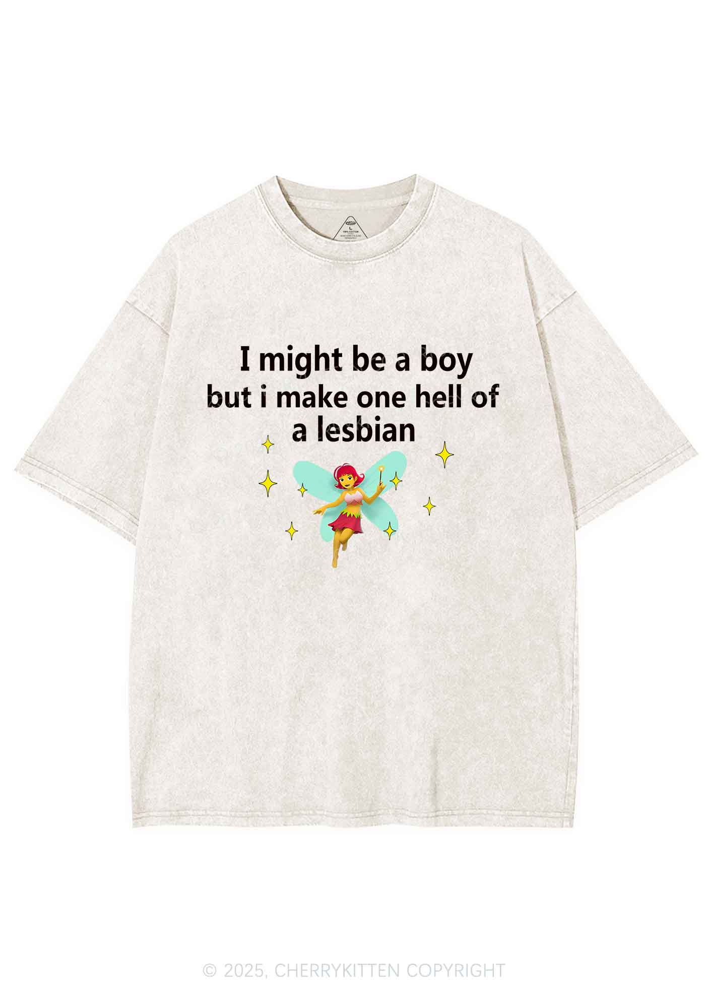 Make Hell Of Lesbian Y2K Shirts Washed Tee Cherrykitten