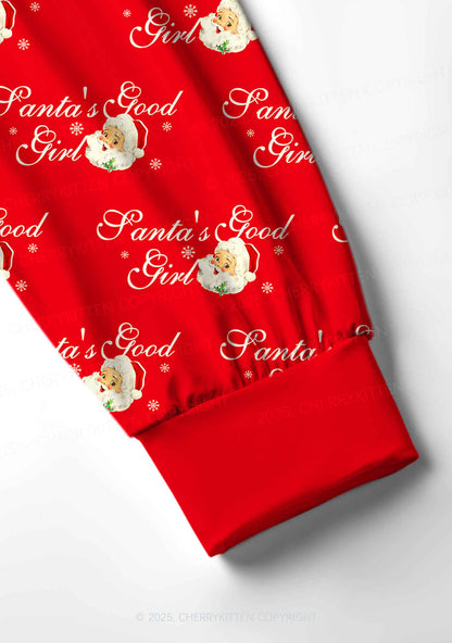 Christmas Santas Good Girl Y2K Print Long Sleeve Pajama Set Cherrykitten