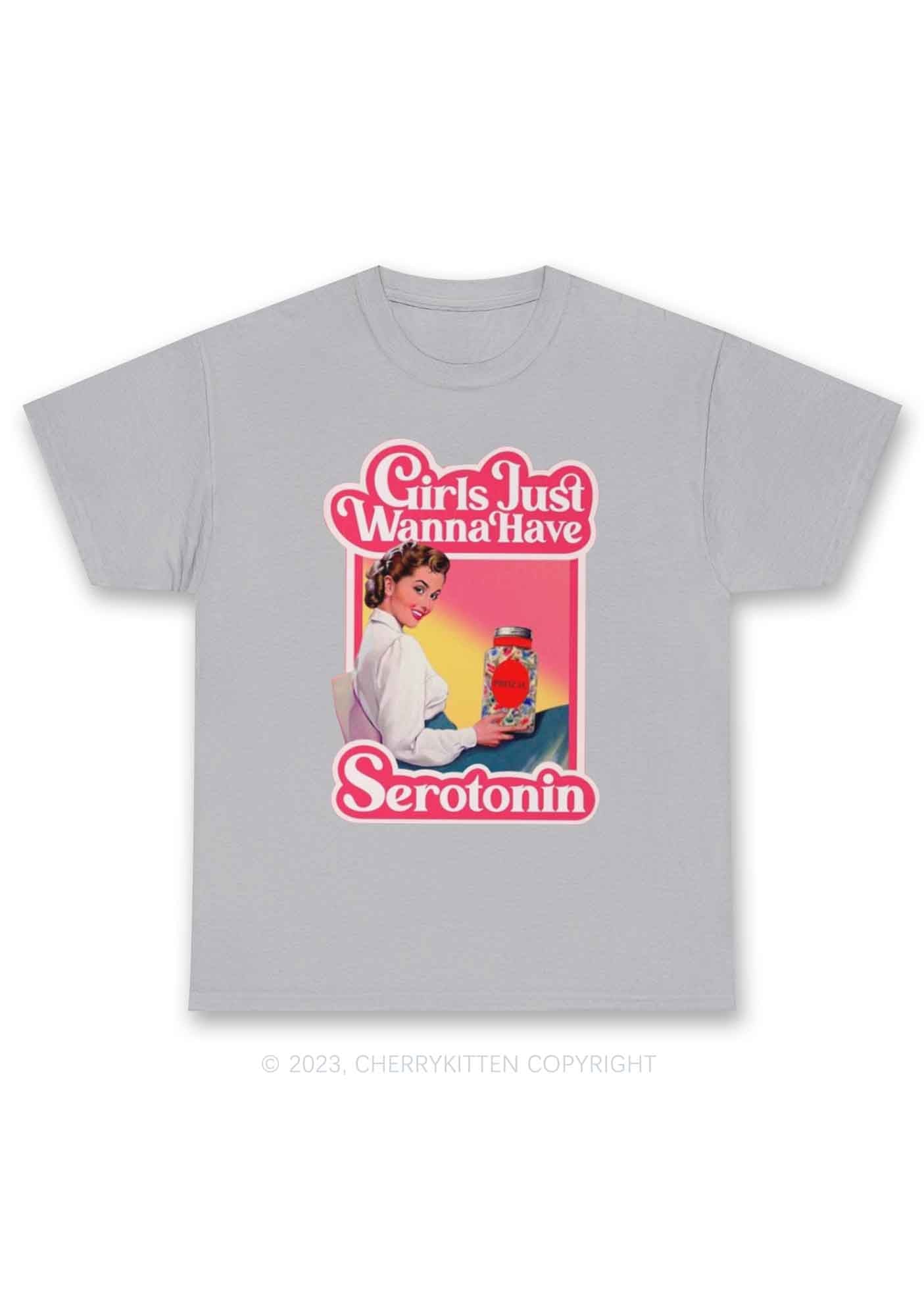 Girls Just Wanna Have Serotonin Y2K Chunky Shirt Cherrykitten