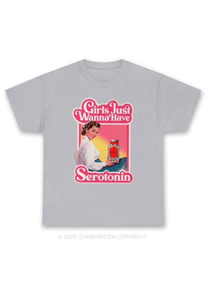 Girls Just Wanna Have Serotonin Y2K Chunky Shirt Cherrykitten