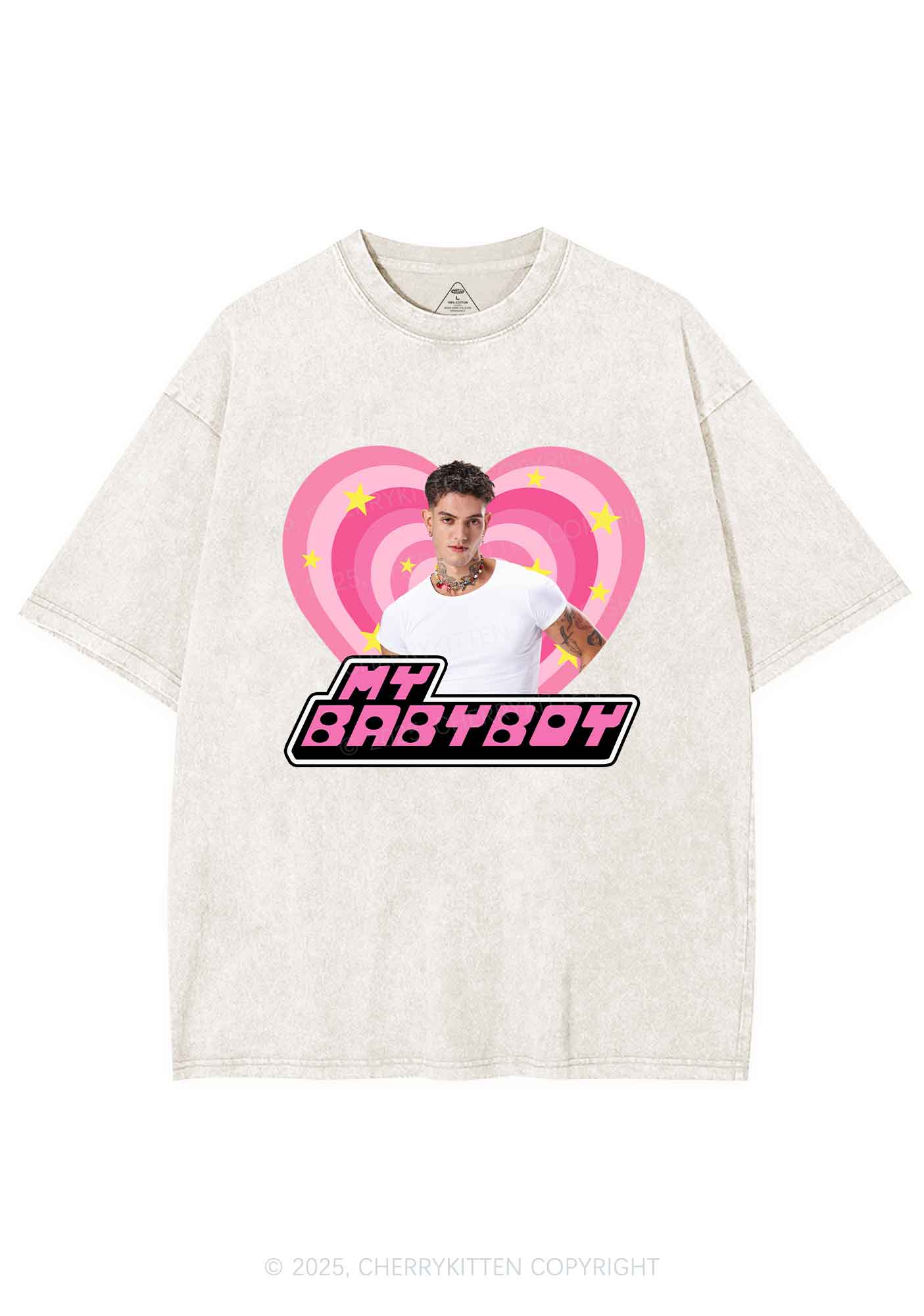 Custom Love My Babyboy Y2K Shirts Washed Tee Cherrykitten