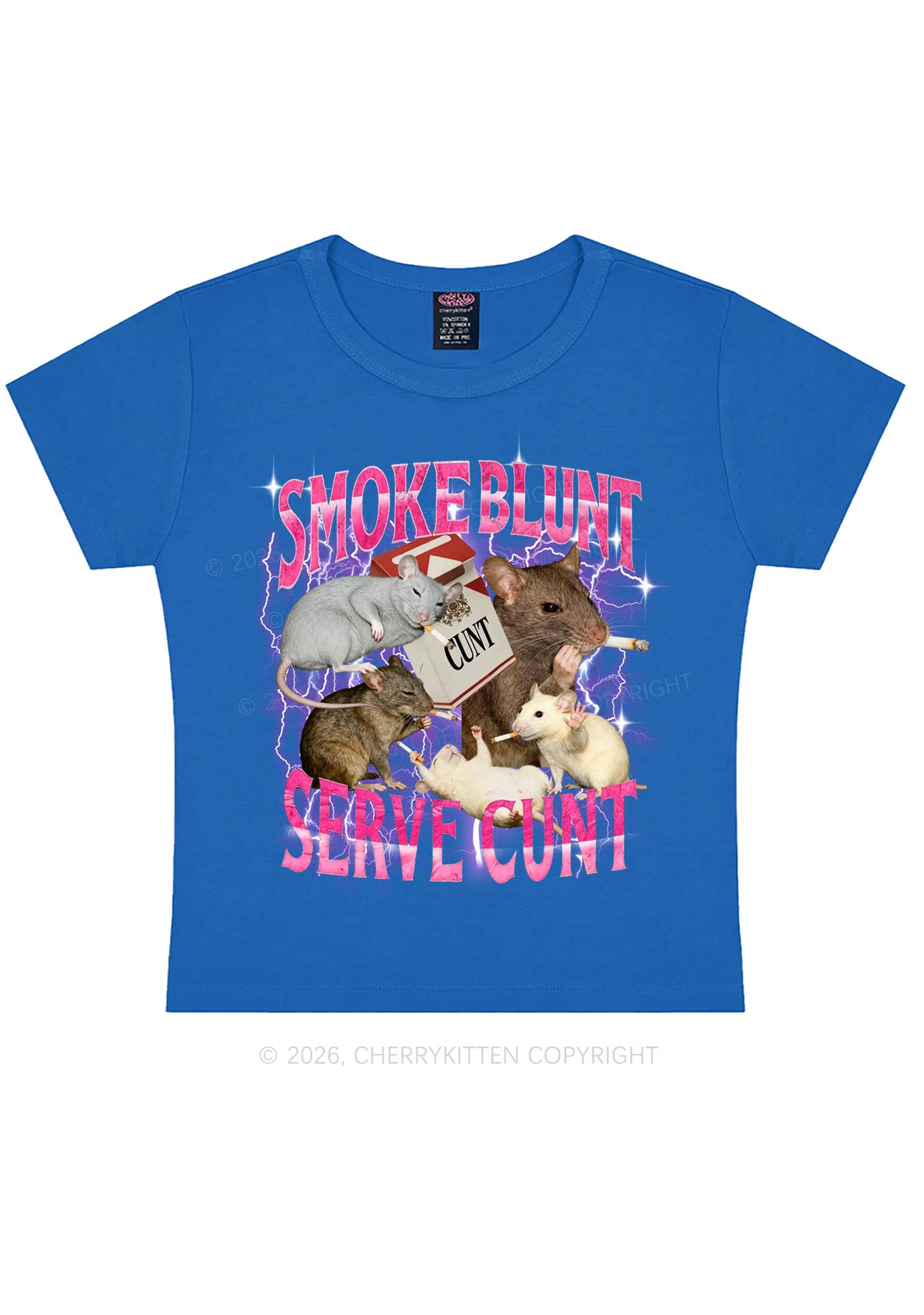 Smoke Blunt Rats Y2K Baby Tee Cherrykitten