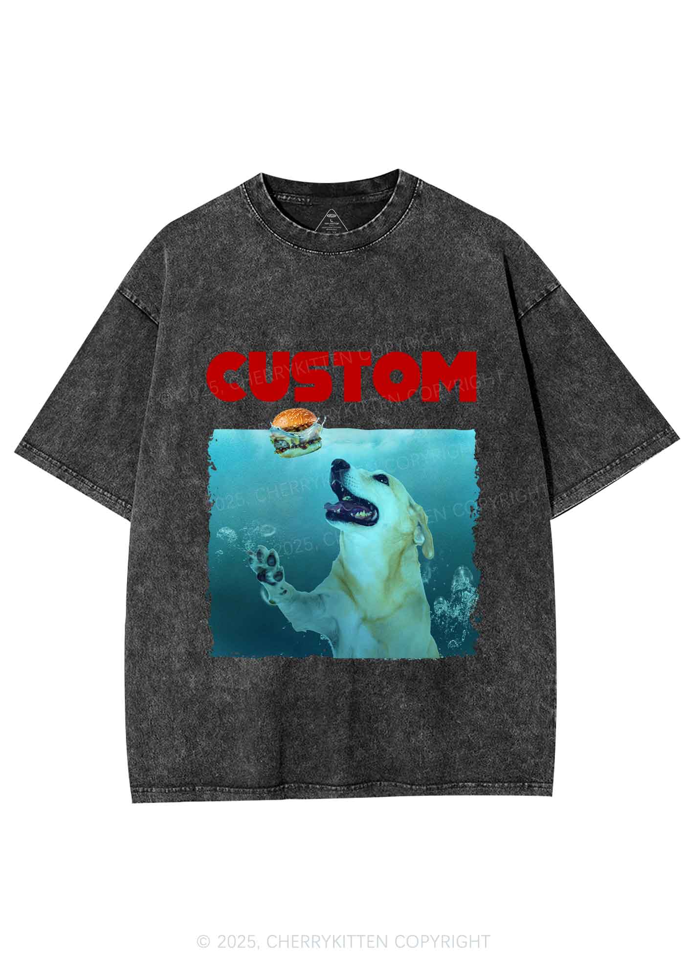 Custom Jowls Dog Y2K Shirts Washed Tee Cherrykitten