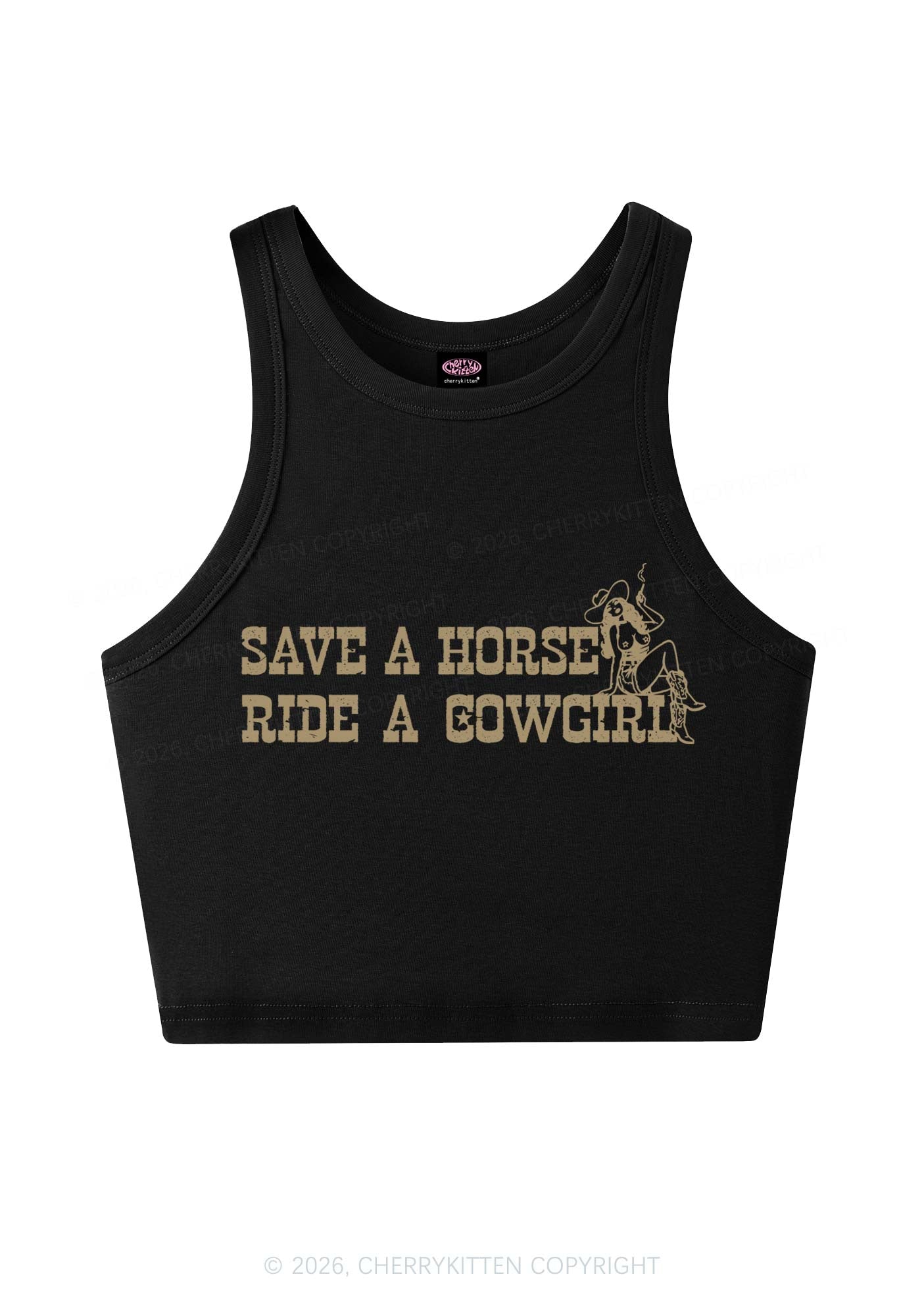 Ride Western Cowgirl Y2K Crop Tank Top Cherrykitten