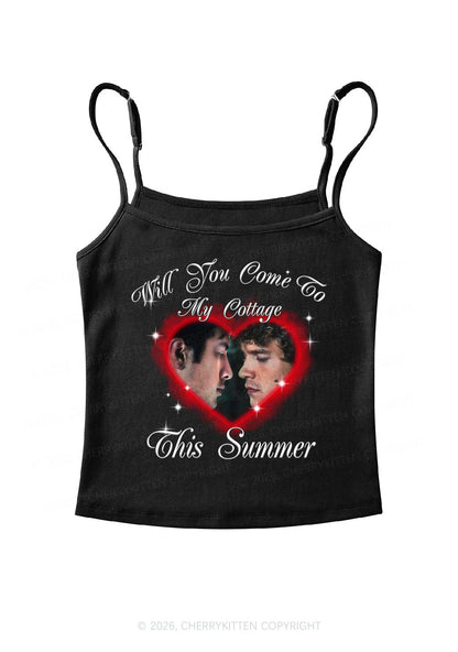 Come To My Cottage This Summer HR Y2K Spaghetti Strap Cami Cherrykitten