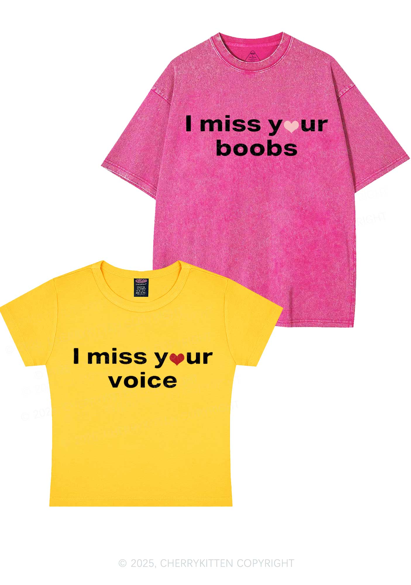 Miss Your Voice Bxxbs Y2K Valentine's Day Couple Shirt Cherrykitten