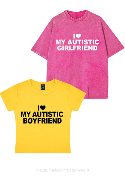 I Love My Autistic GF BF Y2K Valentine's Day Couple Shirt Cherrykitten