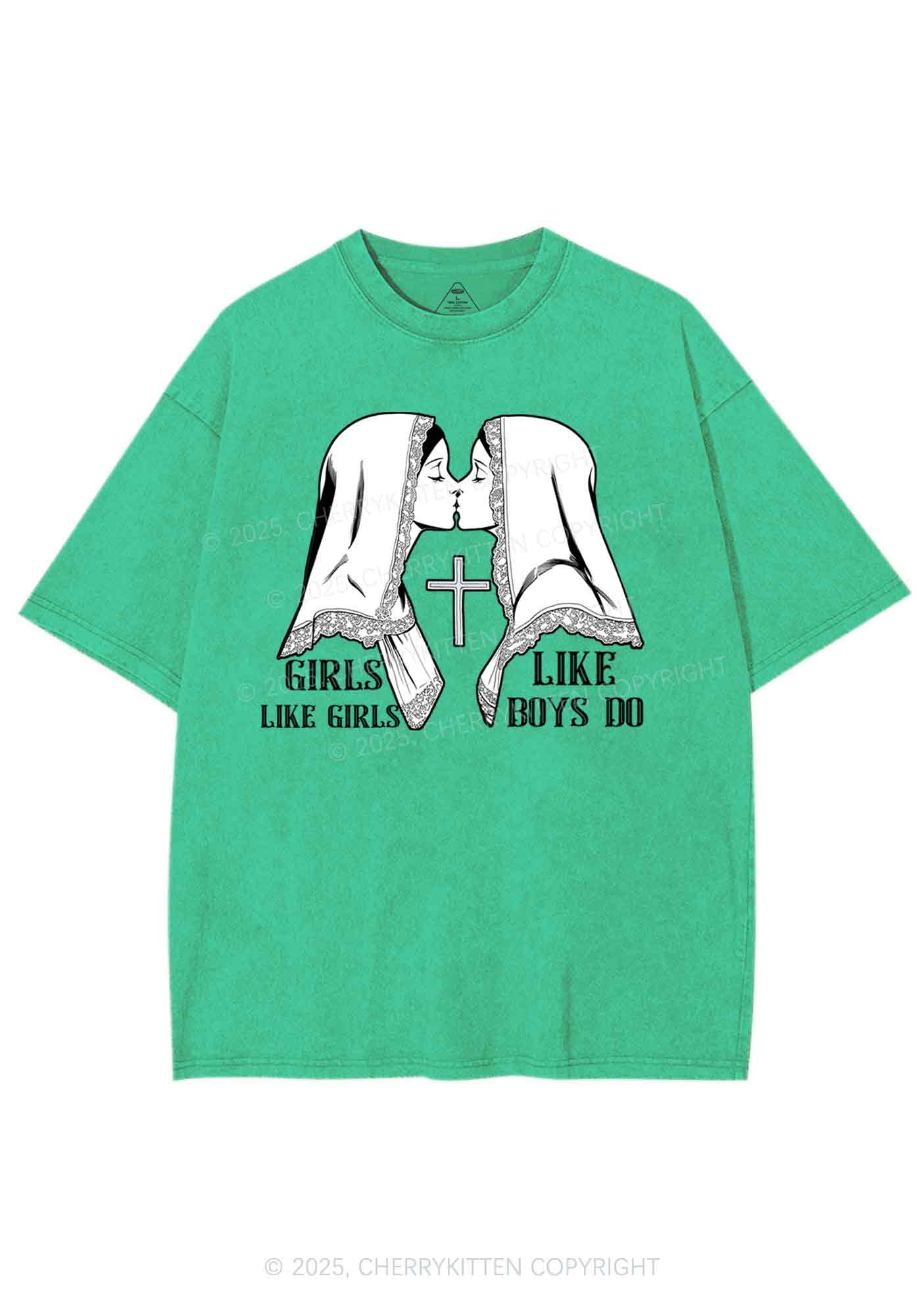 Girls Like Girls Pride Y2K Shirts Washed Tee Cherrykitten