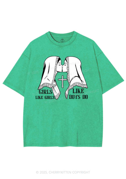 Girls Like Girls Pride Y2K Shirts Washed Tee Cherrykitten