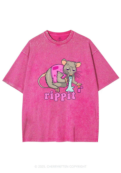 Rippit Rat Y2K Shirts Washed Tee Cherrykitten