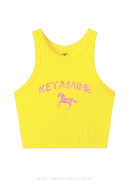 Rhinestone Pink K Unicorn Y2K Crop Tank Top Cherrykitten