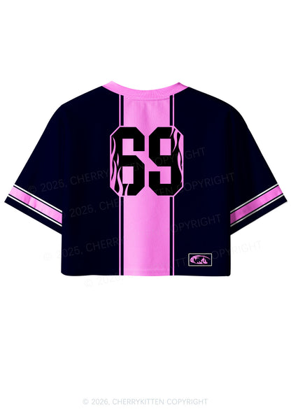 Pink Flame Star Femmes Top Me Pride Y2K Crop Sport Jersey Shirts Cherrykitten