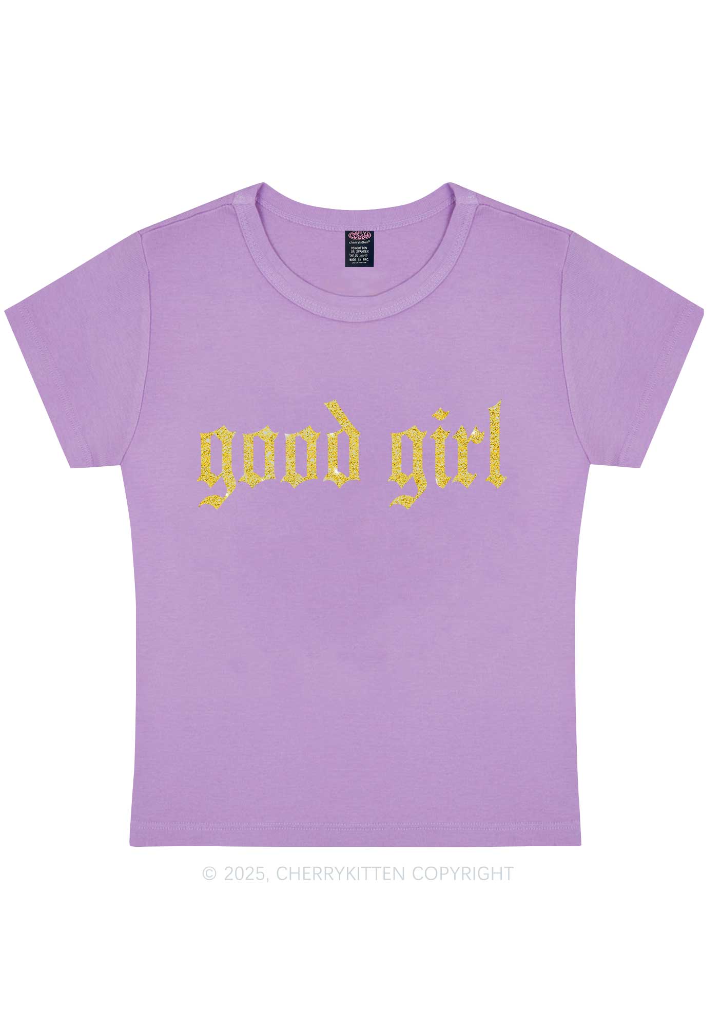 Glitter Good Girl Y2K Baby Tee Cherrykitten
