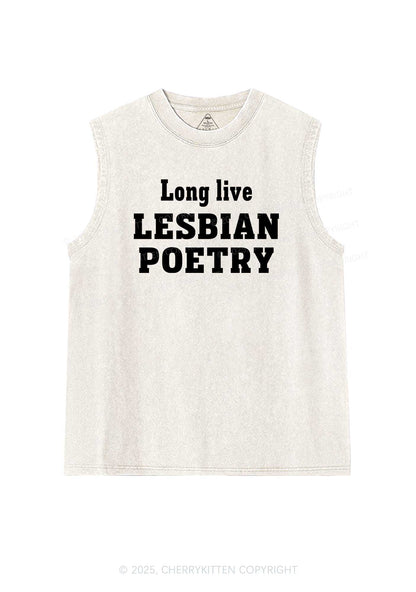 Lesbian Poetry Pride Y2K Washed Muscle Tank Cherrykitten
