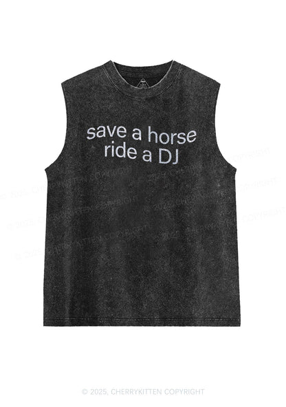 Glitter Ride A DJ Y2K Washed Muscle Tank Cherrykitten