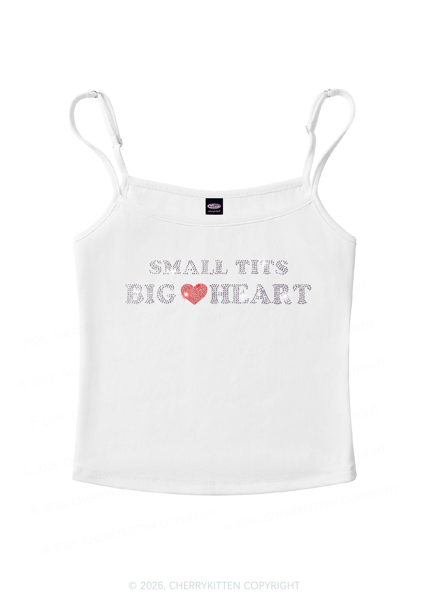 Rhinestone Big Heart Y2K Spaghetti Strap Cami Cherrykitten