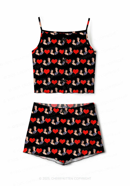 Custom Couple Photo Valentine's Day Y2K Print Cami Shorts Pajama Set Cherrykitten