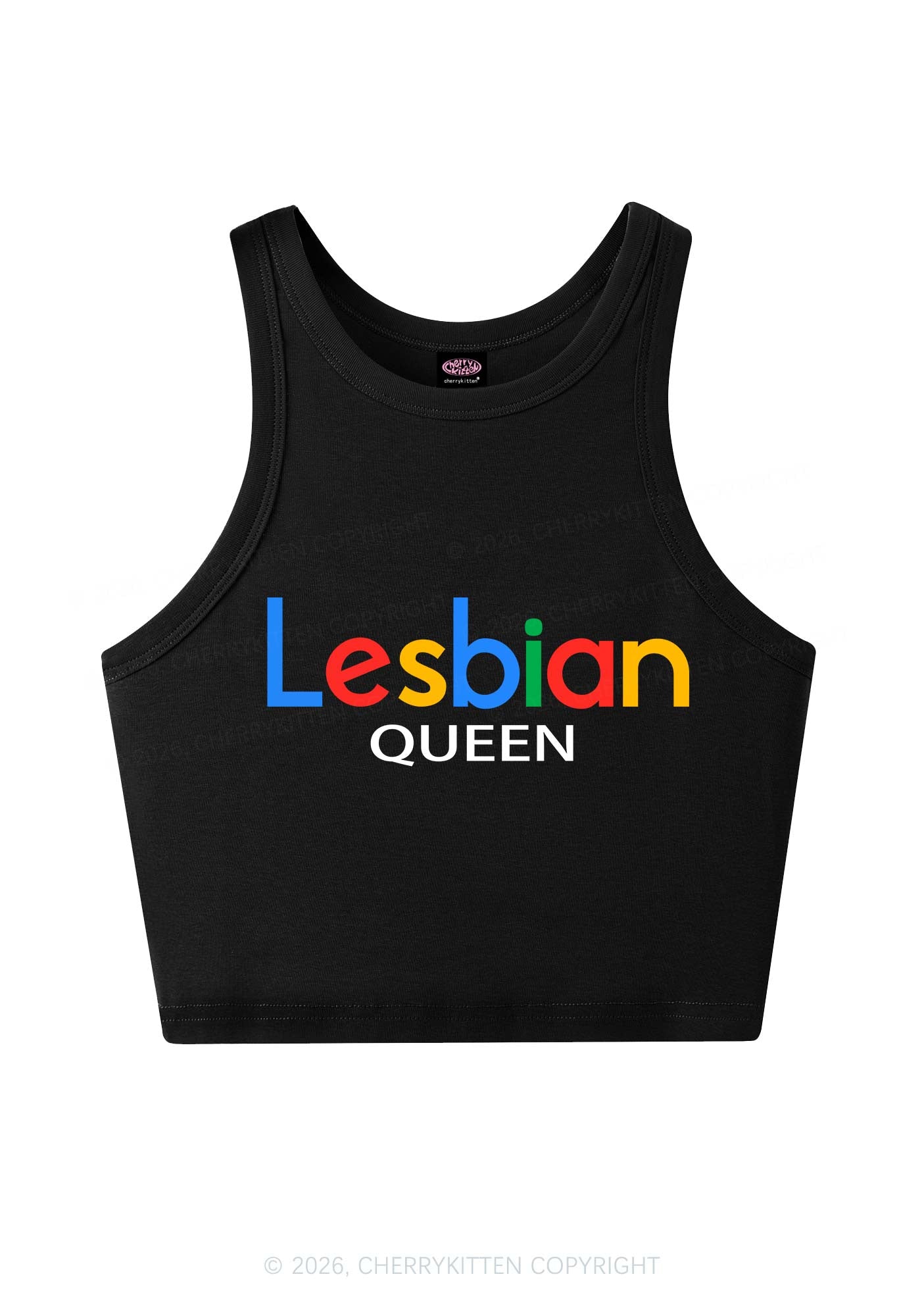 Lesbian Queen Pride Y2K Crop Tank Top Cherrykitten