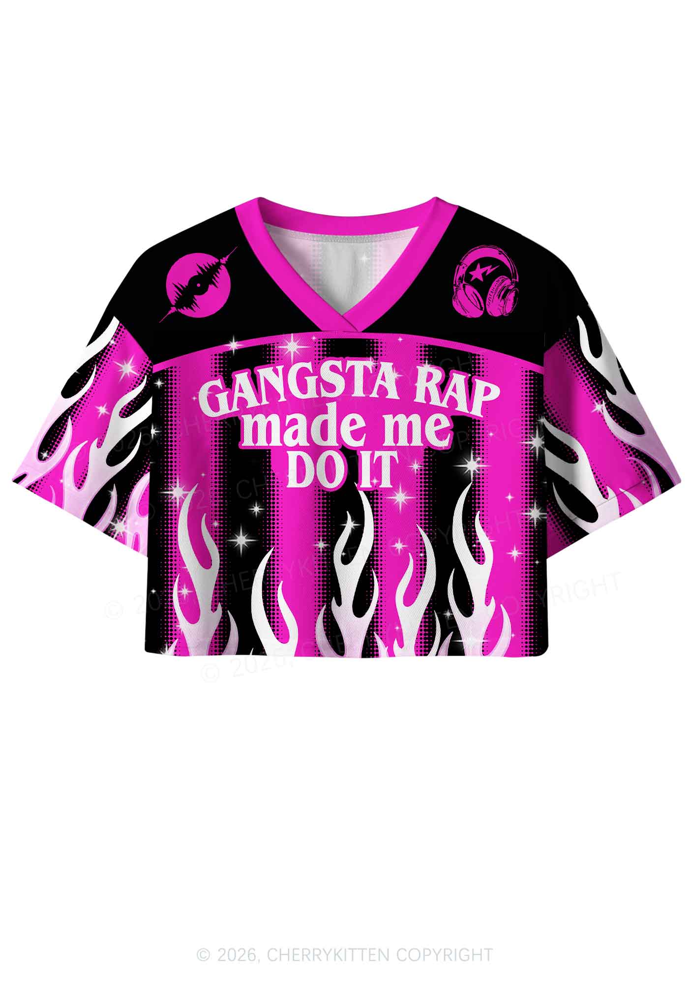 Gangsta Rap Made Me Do It Y2K Crop Sport Jersey Shirts Cherrykitten