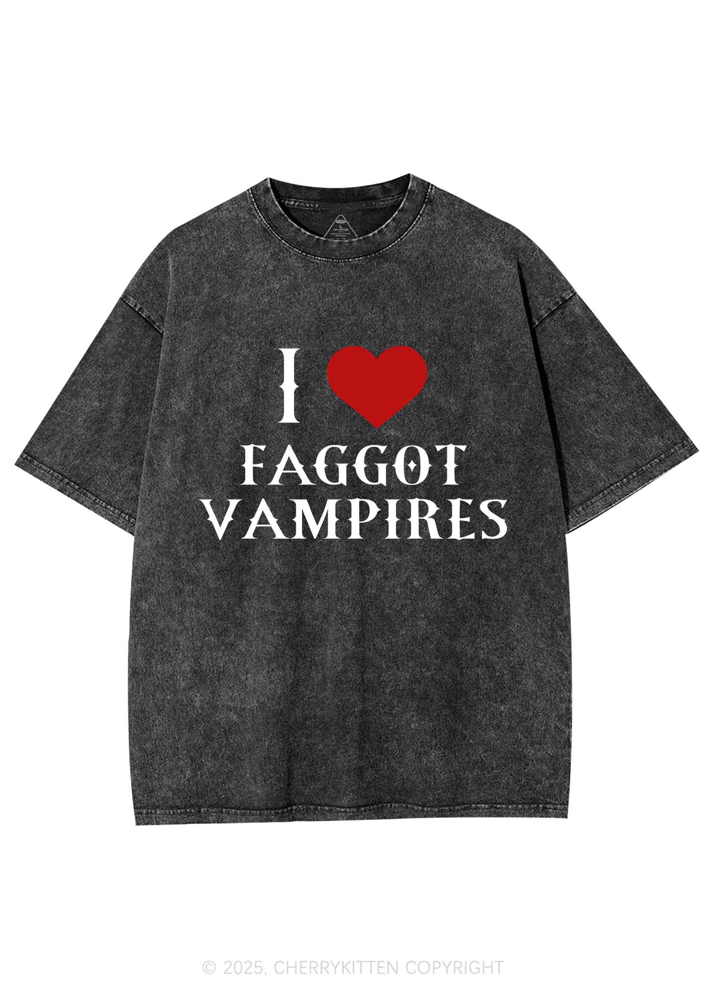 I Love Faggot Vampires Pride Y2K Shirts Washed Tee Cherrykitten