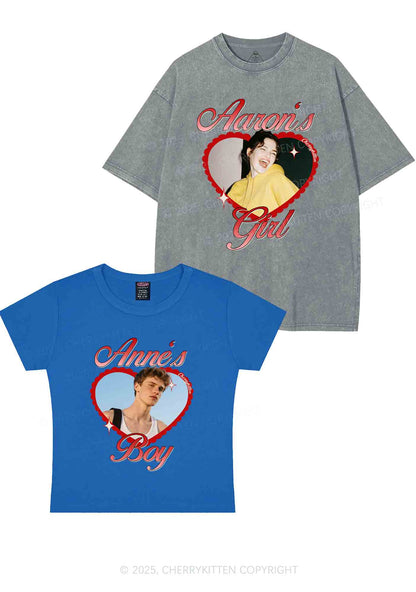 Custom Photo Heart Graphic Y2K Valentine's Day Couple Shirt Cherrykitten