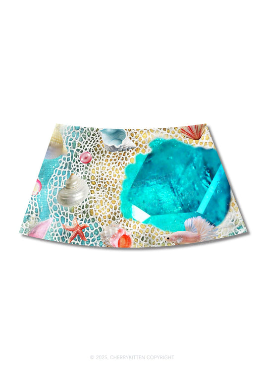 Seashell Fantasy Y2K Print Mini Skirt Cherrykitten