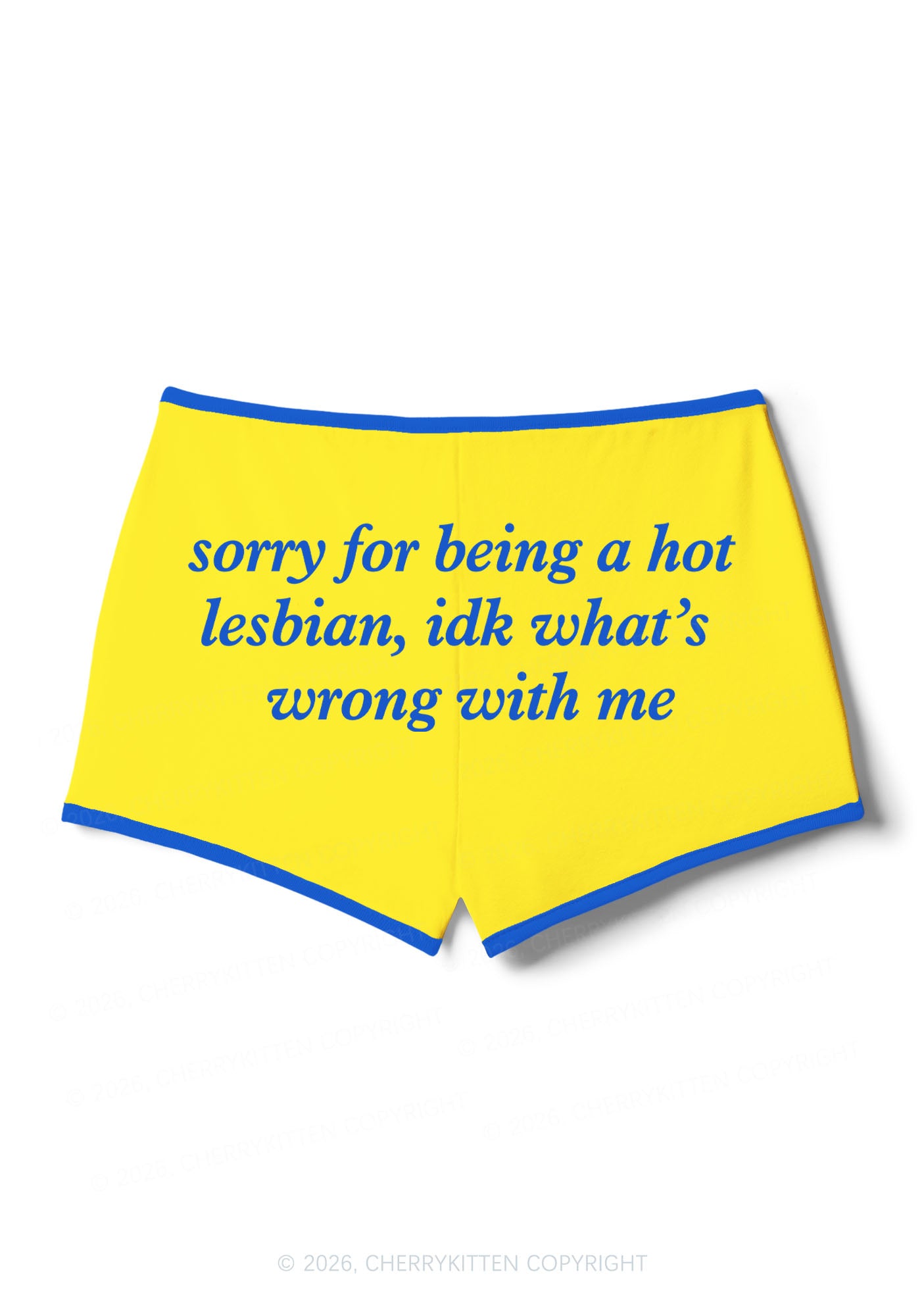 Sorry For Being Hot Lesbian Pride Y2K Booty Shorts Cherrykitten