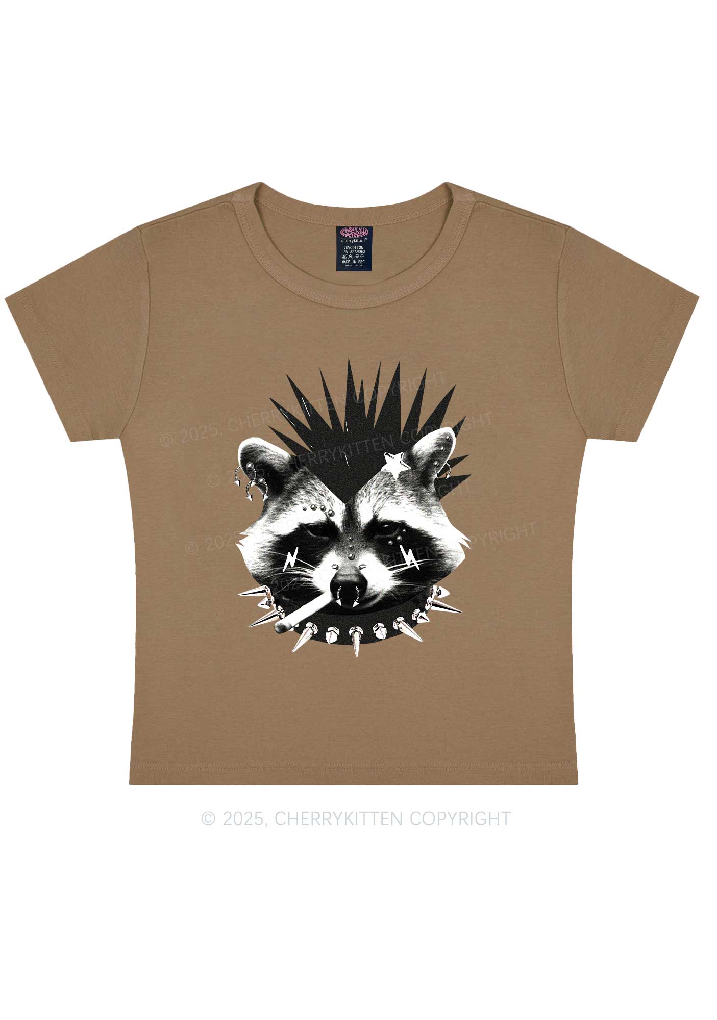 Punk Raccoon Y2K Baby Tee Cherrykitten