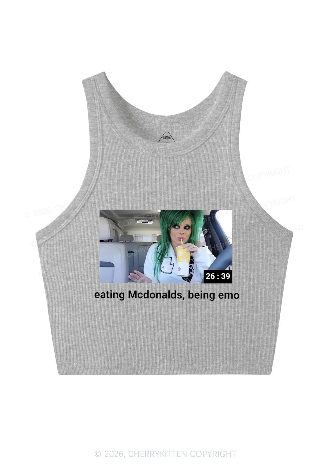 Eating Being Emo Y2K Crop Tank Top Cherrykitten