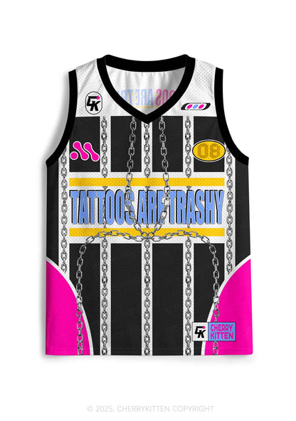 Custom Chain Tattoos Are Trashy Y2K Sport Jersey Tank Cherrykitten