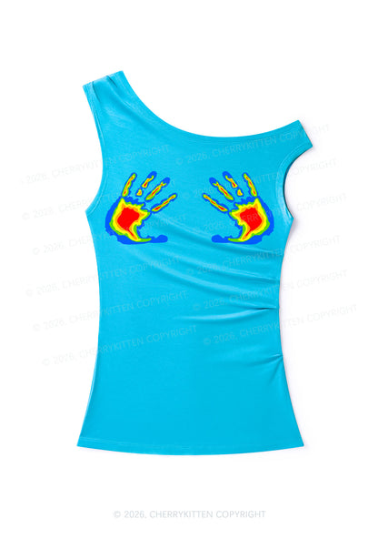 Thermal Hands Y2K Off Shoulder Tank Top Cherrykitten