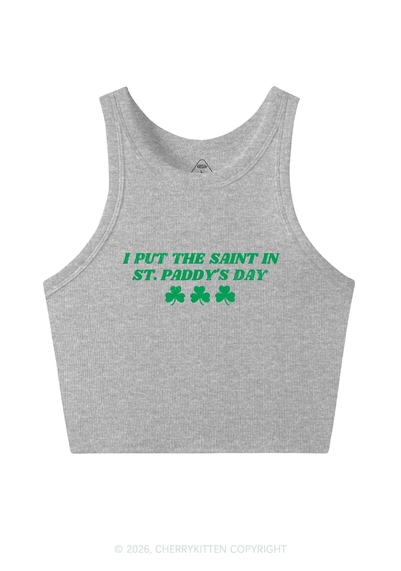 I Put The Saint In St Patricks Y2K Crop Tank Top Cherrykitten