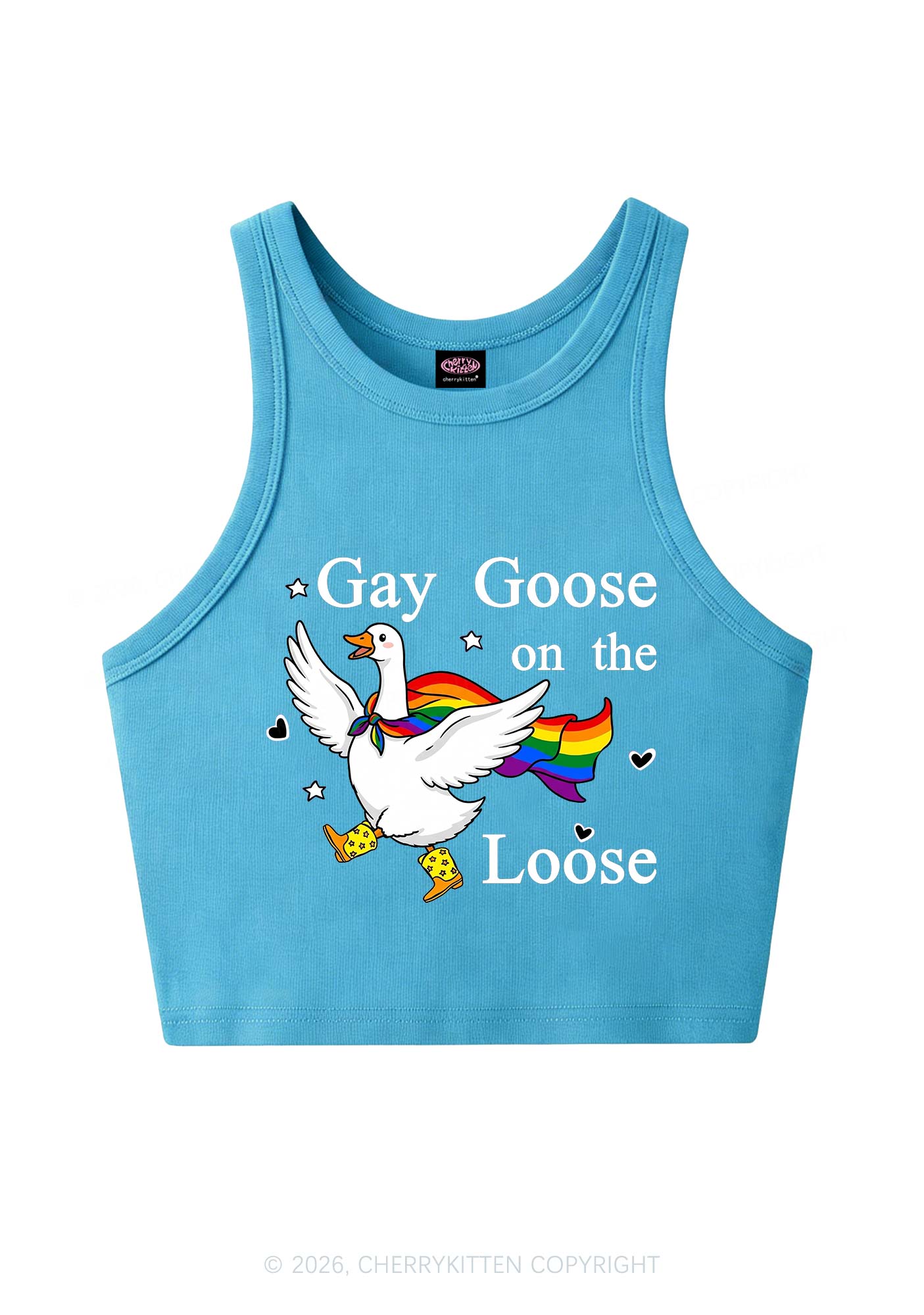 Gay Goose On The Loose Pride Y2K Crop Tank Top Cherrykitten