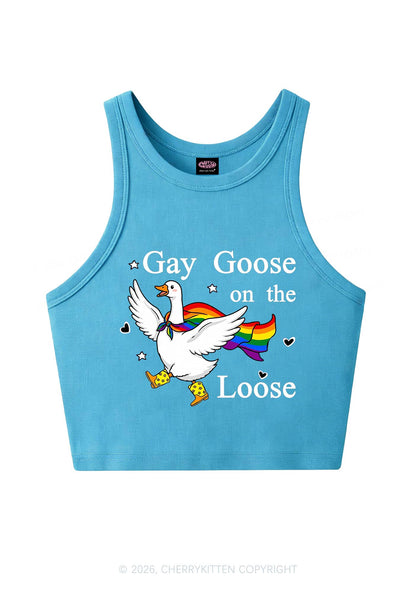 Gay Goose On The Loose Pride Y2K Crop Tank Top Cherrykitten