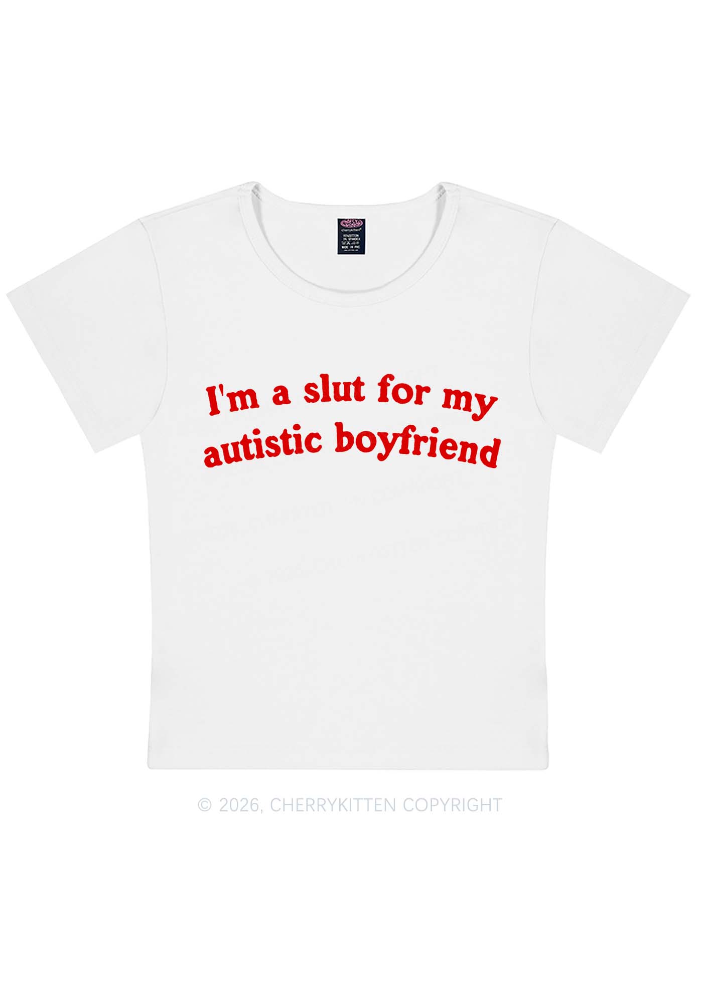 Slxt For My Autistic BF Y2K Baby Tee Cherrykitten