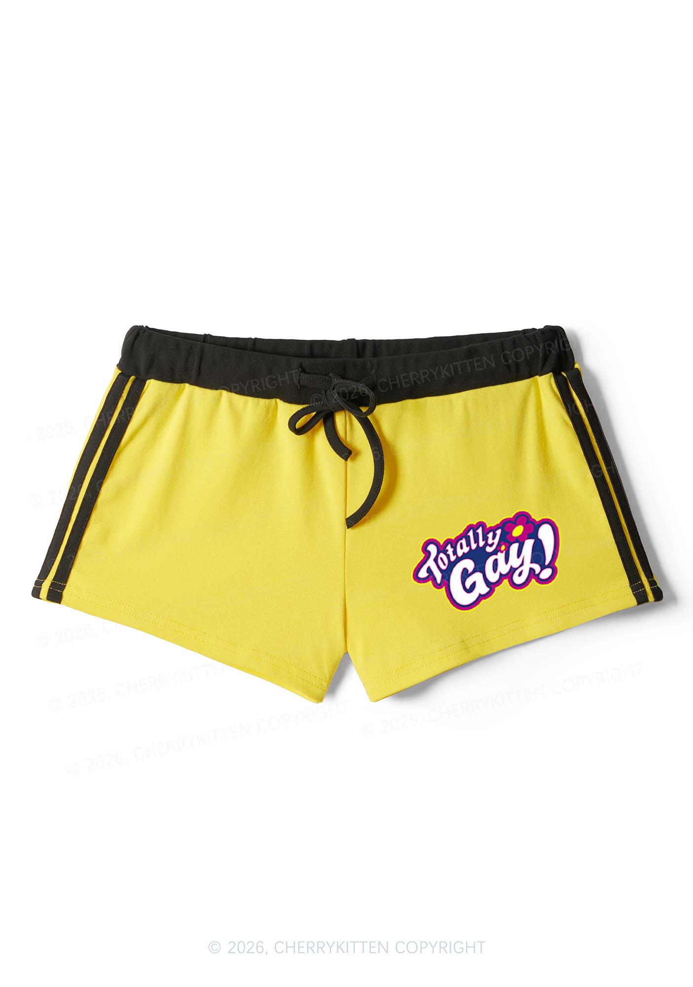 Totally Gay Pride Y2K Drawstring Mini Shorts Cherrykitten