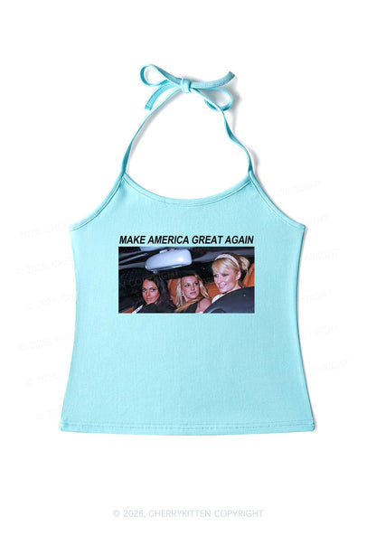 Make America Great Again Y2K Halter Neck Cami Cherrykitten