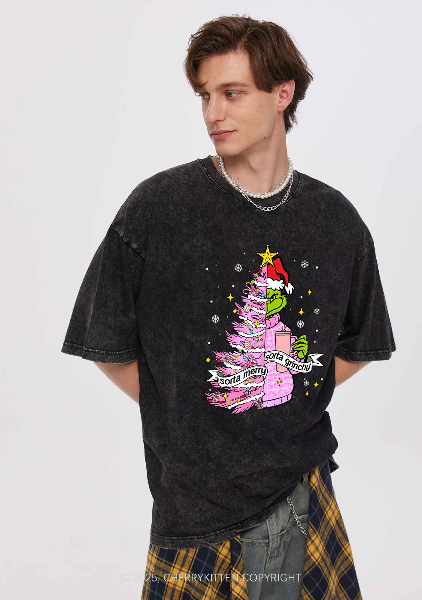 Christmas Sorta Merry Y2K Shirts Washed Tee Cherrykitten