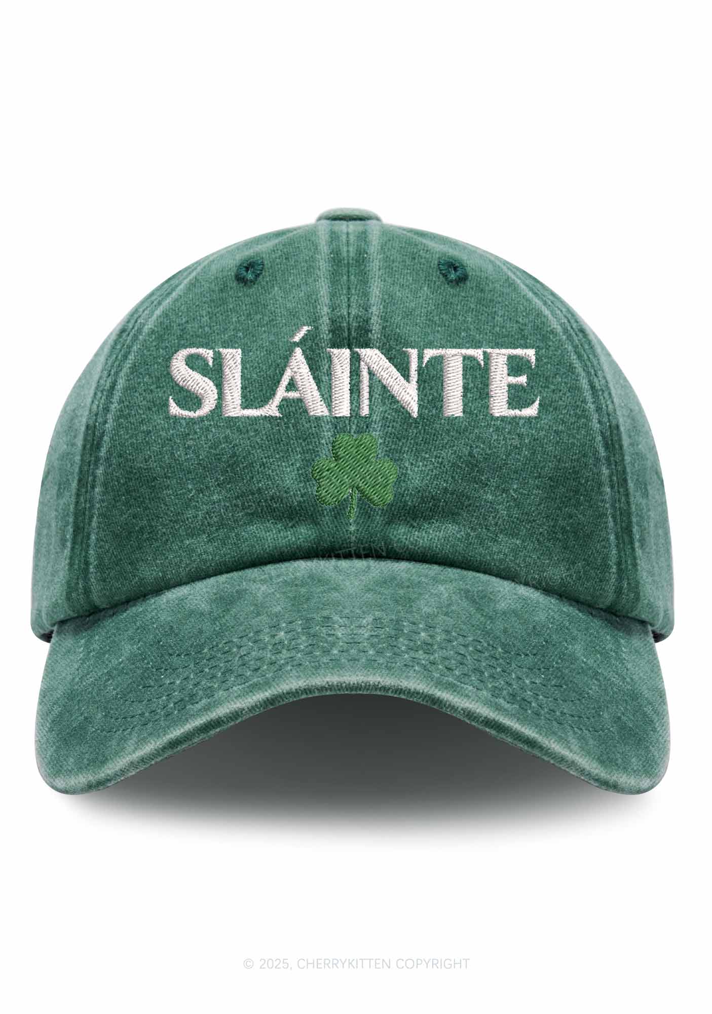 Embroidered Slainte St Patricks Y2K Washed Baseball Cap Cherrykitten