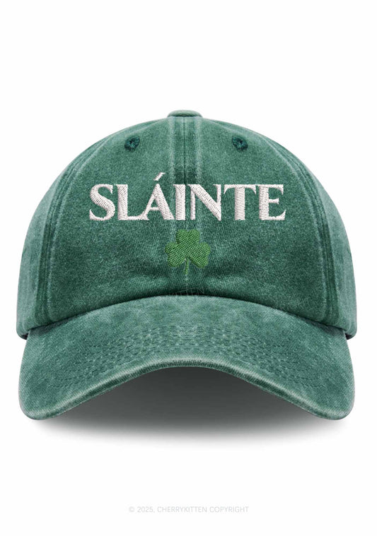 Embroidered Slainte St Patricks Y2K Washed Baseball Cap Cherrykitten