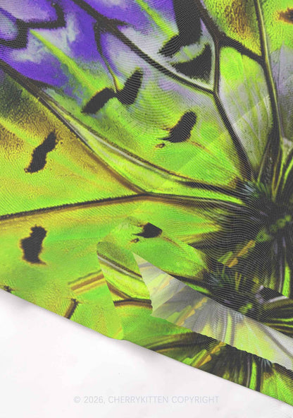 Purple Lime Butterfly Wing Y2K Mesh Muscle Tank Cherrykitten